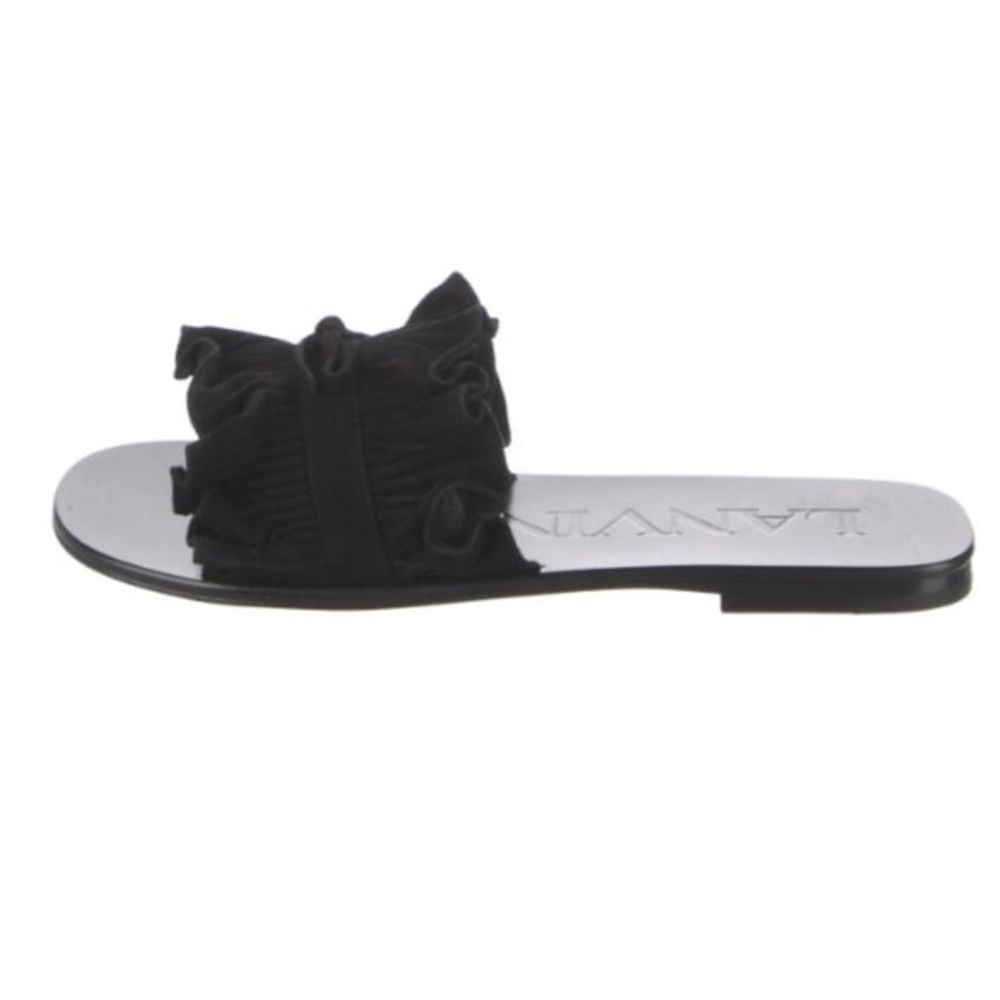 Lanvin Black Ruffle Bow Slide Slide (35/5) right foot only